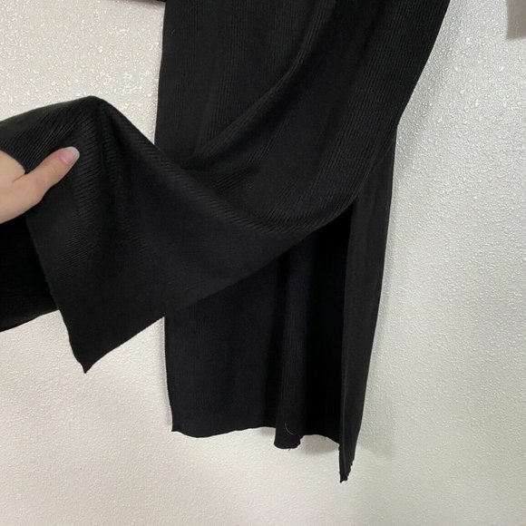 Kangol X H&M Womens L Black Long Sleeves Embroidered Ribbed Knit Bodycon Dress - Picture 10 of 13